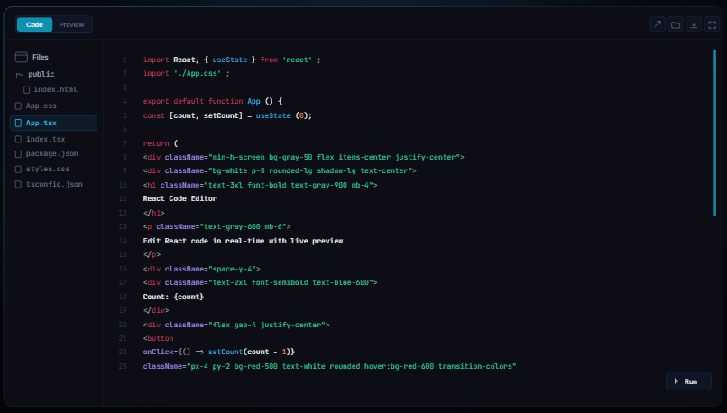Custom React Software Development - Code Editor